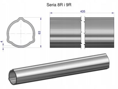 Rura zewnętrzna Seria 8R i 9R do wału 560 przegubowo-teleskopowego 63x4 mm