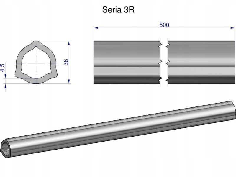 Rura wewnętrzna Seria 3R do wału 660 przegubowo-teleskopowego 36x4.5 mm 505