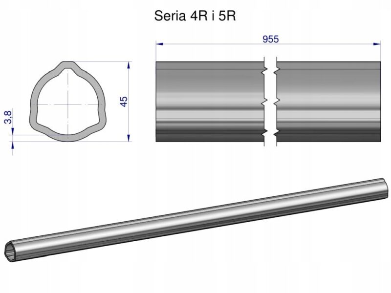 Rura wewnętrzna Seria 4R i 5R do wału 1110 przegubowo-teleskopowego 45x3.8