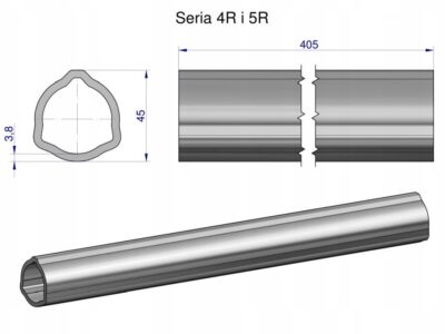 Rura wewnętrzna Seria 4R i 5R do wału 560 przegubowo-teleskopowego 45x3.8 m