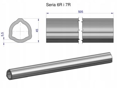 Rura wewnętrzna Seria 6R i 7R do wału 660 przegubowo-teleskopowego 45x5.5mm