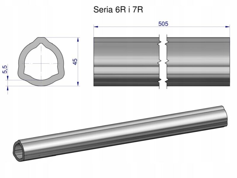 Rura wewnętrzna Seria 6R i 7R do wału 660 przegubowo-teleskopowego 45x5.5mm