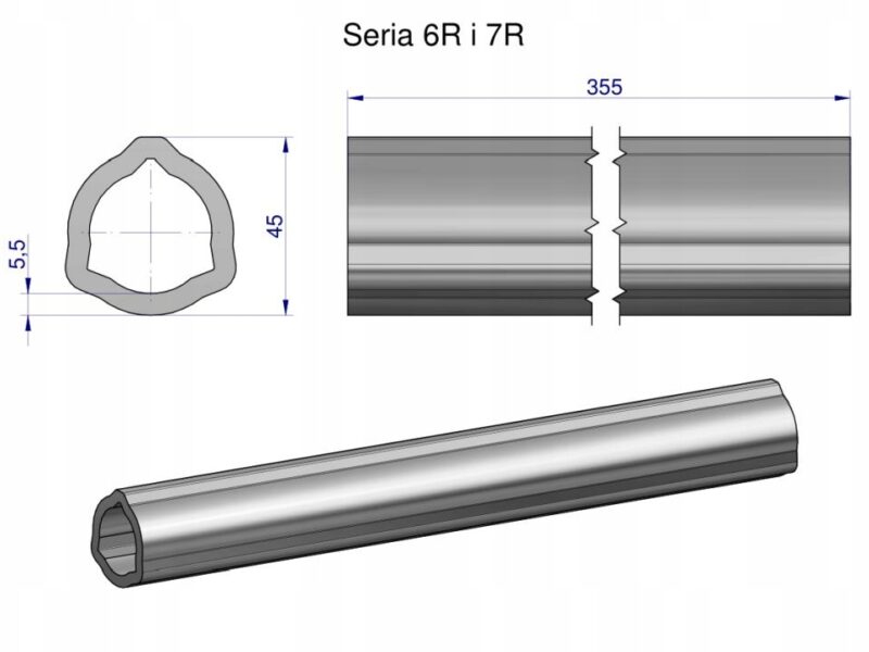 Rura wewnętrzna Seria 6R i 7R do wału 510 przegubowo-teleskopowego 45x5.5mm