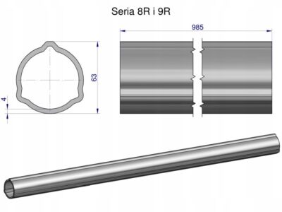 Rura zewnętrzna Seria 8R i 9R do wału 1110 przegubowo-teleskopowego 63x4 mm