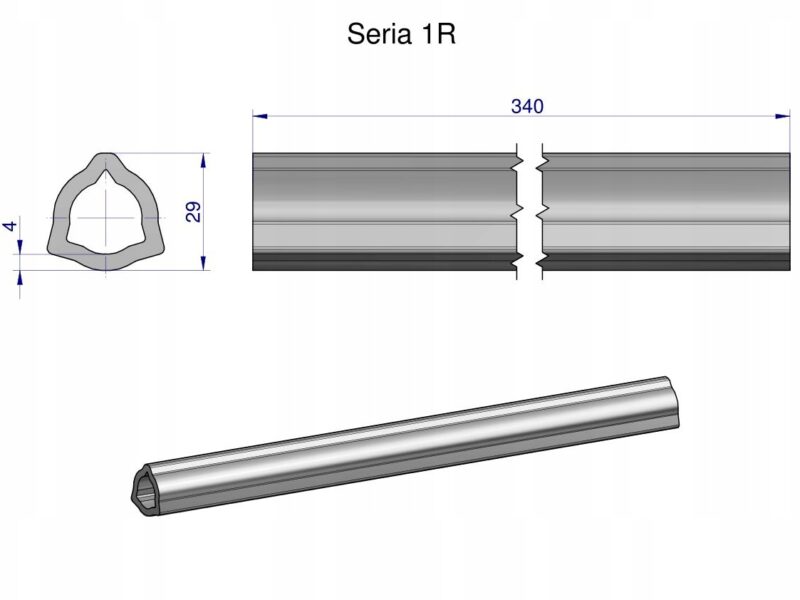 Rura wewnętrzna Seria 1R do wału 460 przegubowo-teleskopowego 29x4 mm 340 m