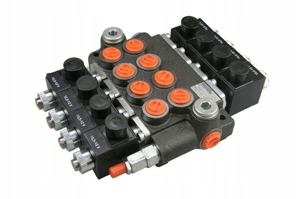 Rozdzielacz hydrauliczny czterosekcyjny sterowany elektrycznie 50L