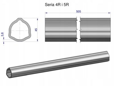 Rura wewnętrzna Seria 4R i 5R do wału 660 przegubowo-teleskopowego 45x3.8 m