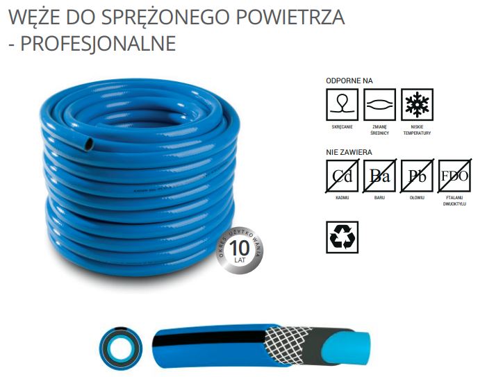 WĄŻ DO SPRĘŻONEGO POWIETRZA WĄŻ DO GAZU fi6mm 50mb