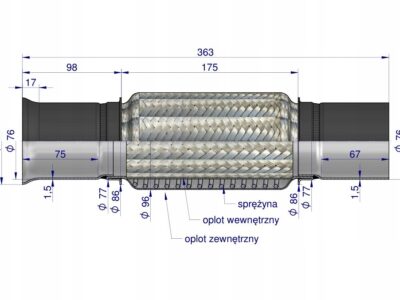 Łącznik elastyczny tłumika AL155806 John Deere WARYŃSKI