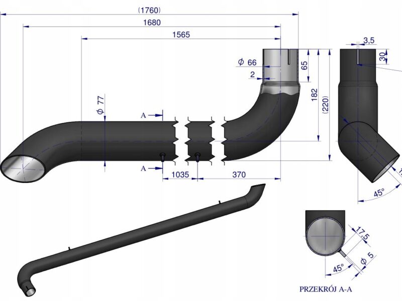 Tłumik rura IH189049 Case WARYŃSKI