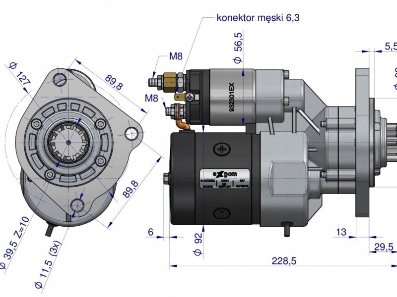 Rozrusznik z reduktorem typu Magneton Case MF 9142720 Blue Line EXPOM KWIDZ