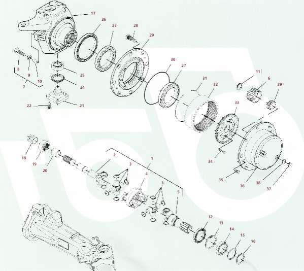 Zwolnica Zwrotnica F334310020360 Piasta Półoś MASSEY FERGUSON 5450