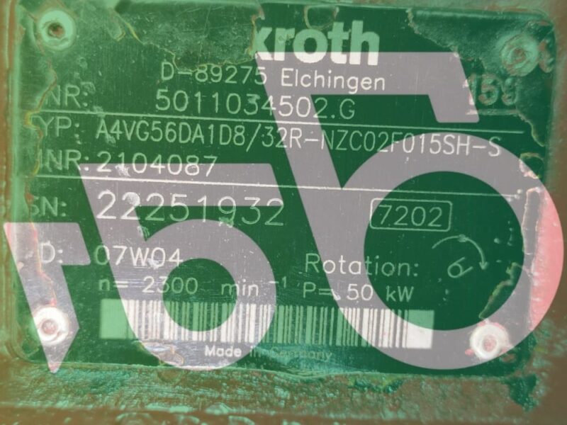 Pompa jazdy A4VG56DA1D8 Rexroth R992000118 Weidemann T 5625 CX 80