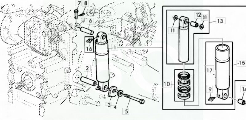 Siłowniki tylnego podnośnika AH156171 AL213025 JOHN DEERE 6910