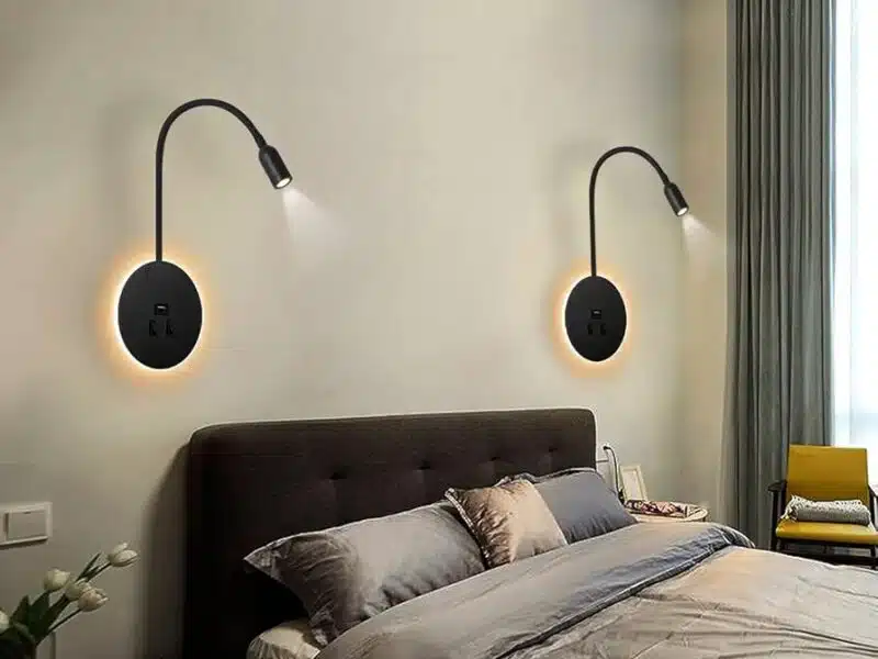 Awekliy Lampa ścienna LED, 3W lampa do czytania, z portem ładowania USB