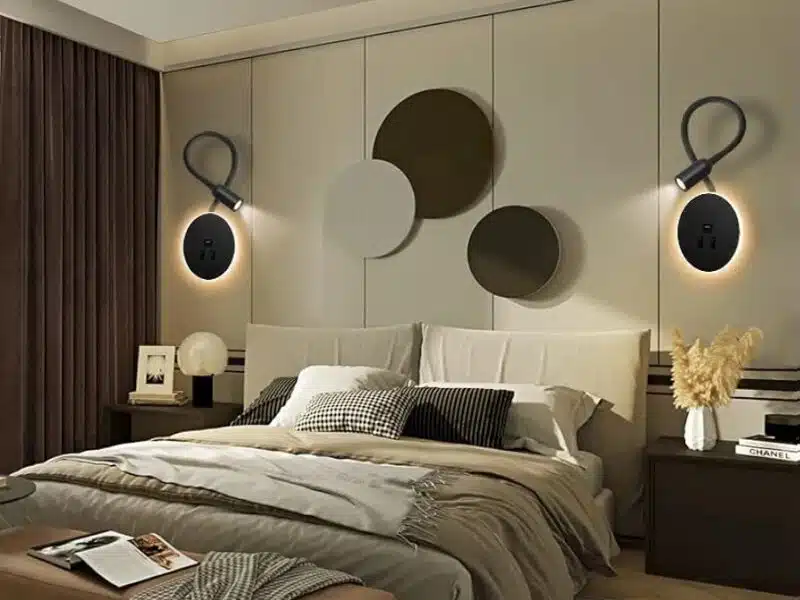 Awekliy Lampa ścienna LED, 3W lampa do czytania, z portem ładowania USB