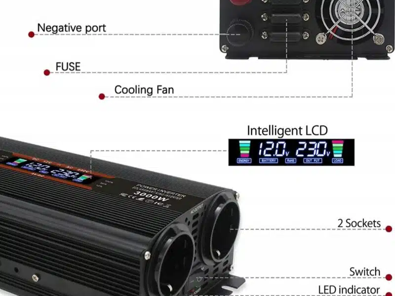 Przetwornica Prądu Napięcia LVYUAN 12V 230V 3000W