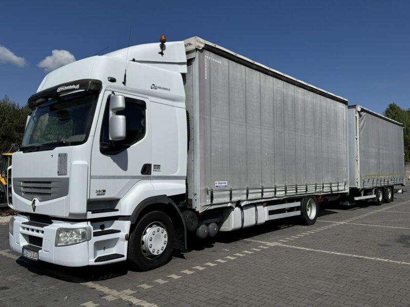 Renault Premium 380 DXi Euro 5 Firana 19 Palet Dach Zsuwany 18ton DMC Tandem Przejazdowy Przyczepa WIELTON Nowe Ogumienie Zadbany Super Stan
