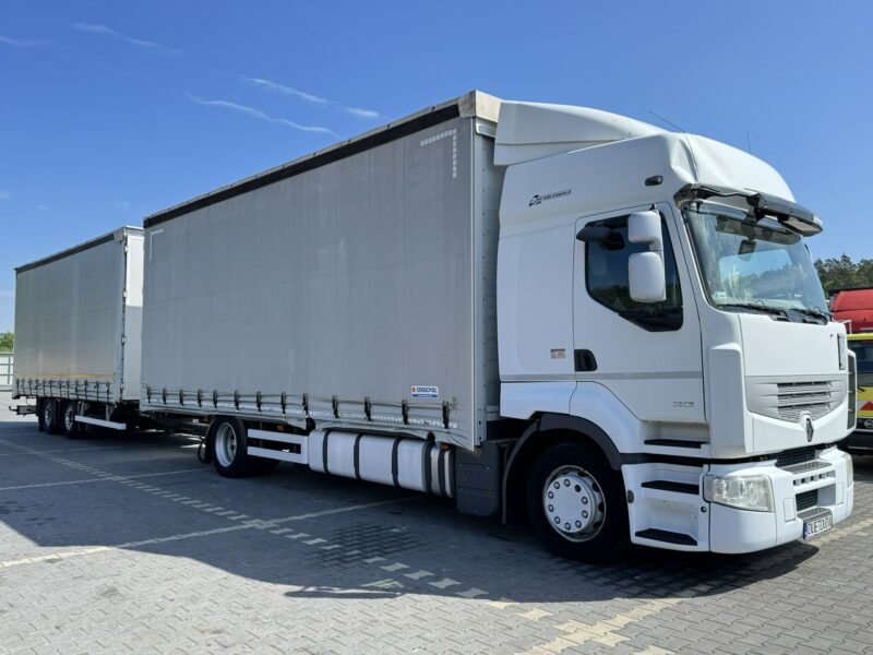 Renault Premium 380 DXi Euro 5 Firana 19 Palet Dach Zsuwany 18ton DMC Tandem Przejazdowy Przyczepa WIELTON Nowe Ogumienie Zadbany Super Stan