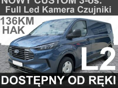 Ford Transit Custom L2 136KM Od ręki Super Cena FullLed HAK Kamera Czujniki od ręki 1737zł