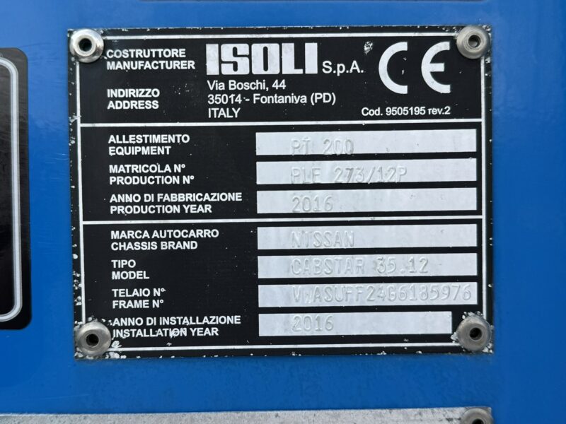 Nissan Cabstar 35.12 NT400 Koszowy ISOLI PT 200 20m UDT Kat.B Do 3.5T nie Multitel
