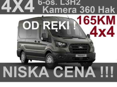 Ford Transit 4X4 6-os. Brygadowy 165KM Hak Kamera 360 Napęd 4x4 Od ręki ! 2209 zł