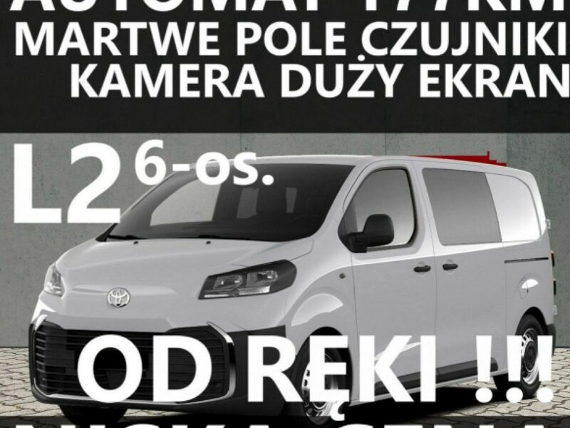 Toyota ProAce 6-os. Brygada 177KM 8A/T Kamera Ekran 10" Czujniki MartwePole Od ręki