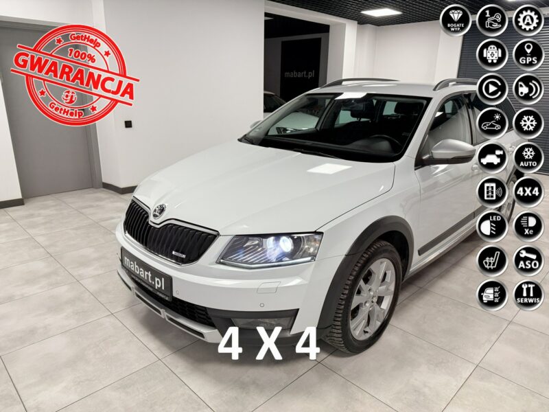 Škoda Octavia SCOUT 2.0 TDI 184KM*DSG*4x4*AppleCar*Bi-Xenon*Duża Navi*Tempomat*Black III (2013-)