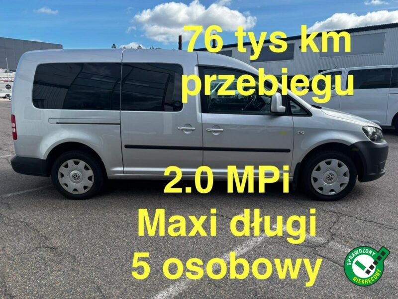 Volkswagen Caddy 2.0 MPI 109 KM 5 osobowy MAXI 76 tyś km przebiegu NOWY Gaz/LPG III (2004-)
