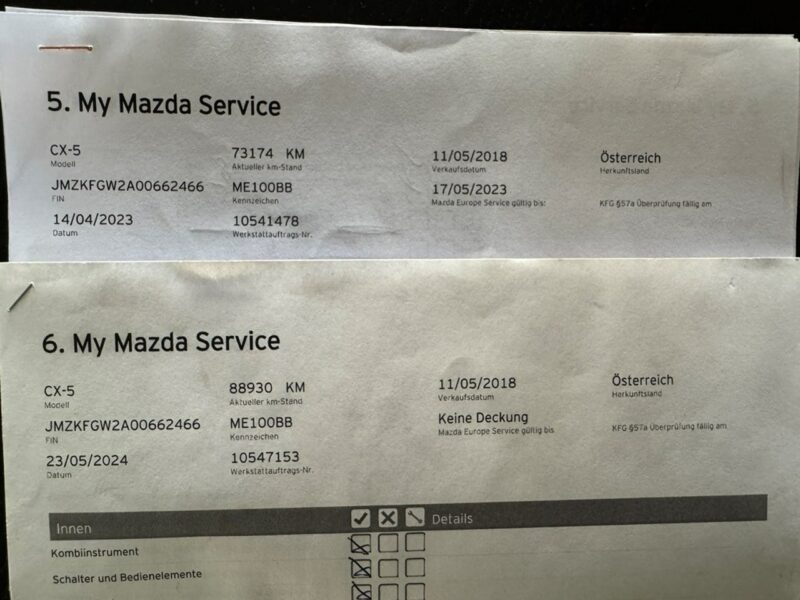 Mazda CX-5 Pisemna Gwarancja 12 miesięcy II (2017-)