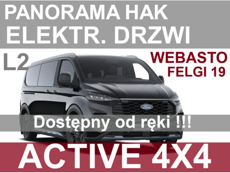 Ford Tourneo Custom 4x4 L2 Active 170KM Panorama Webasto Drzwi lewe 3135 zł Od ręki !