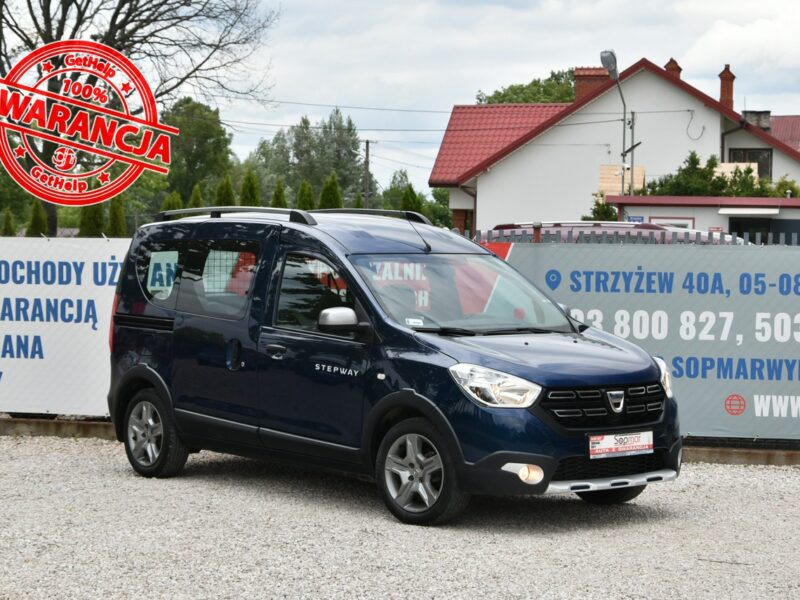 Dacia Dokker Stepway 1.6SCe 102KM 2019r. Salon PL 5-os Klima TEMPOMAT czujniki HAK
