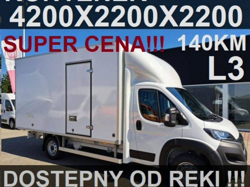 Fiat Ducato L4 Kontener 4200x2200 140KM Full Led Kamera Niska Cena od ręki!