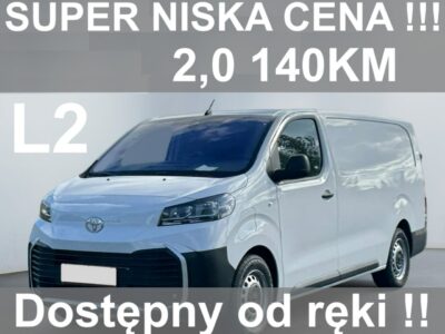 Toyota ProAce 3-os. Long 144KM Dostępny od ręki Niska cena Tempomat 1428zł