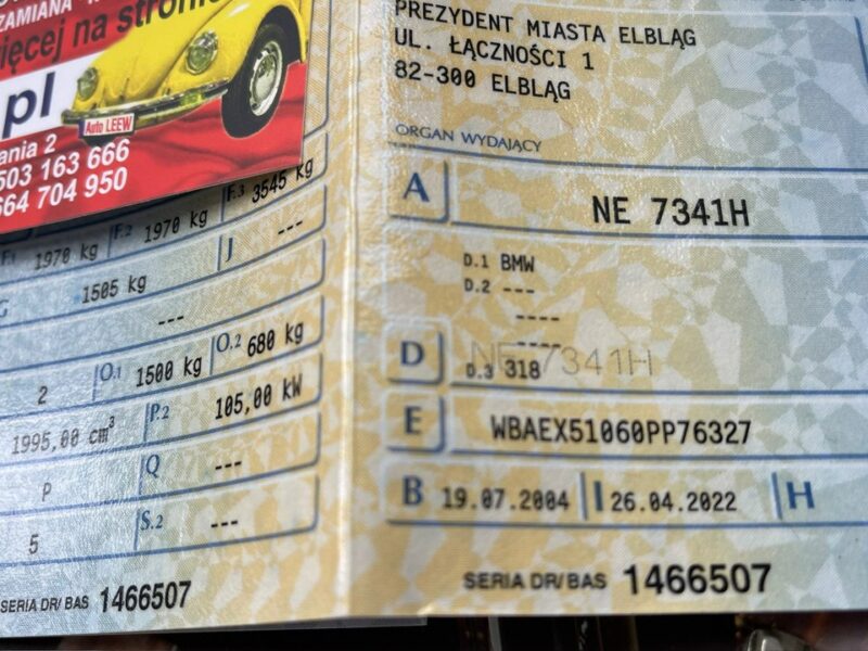 BMW 318 2.0 Benzyna Moc 143KM Automat E46 (1998-2007)