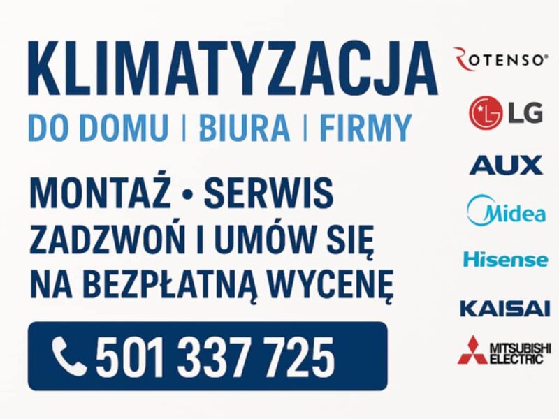 Klimatyzacja do domu biura darmowa wycena ROTENSO, LG, AUX....